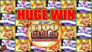 WOW HUGE WIN! CHANCE AT A 100x MULTIPLIER SUPER FREE GAMES DESTINY OF ATHENA SLOT MACHINE