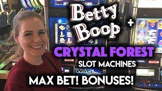 MAX BET! Betty Boop Slot Machine! Crystal Forest BONUS RE-Trigger!