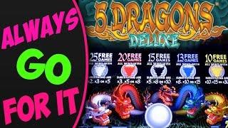 **BIG WIN ** / 5 Dragons Deluxe - Bonus Features 2 cent denom.