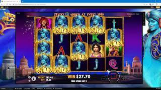 3 Genie Wishes Slot Bonus - Sticky Wilds BIG WIN!!