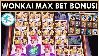 MAX BET! LOOK AT ALL THOSE WILDS ON WILLY WONKA DREAM FACTORY SLOT MACHINE!
