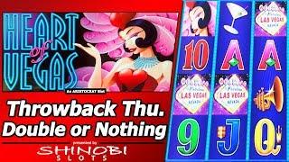 Heart of Vegas Slot - TBT Double or Nothing, Live Play with Free Spins