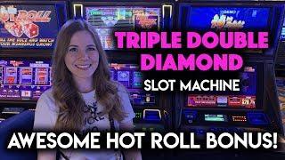 MAX BET! AWESOME HOT ROLL! Triple Double Diamond Slot Machine BONUS!! So Many Rolls of the Dice!!