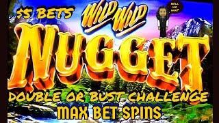 (DOUBLE OR BUST CHALLENGE) ARISTOCRAT - WILD WILD NUGGET ON $5 MAX BET A SPIN 4K VIDEO -