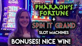 Pharaoh's Fortune and Spin it Grand Slot Machines! BONUSES! NICE WIN!!