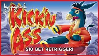 Kick'n A$$ Slot - $10 BET RETRIGGER - BACKUP SPIN SUCCESS!