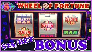 ⋆ Slots ⋆ HIGH LIMIT WHEEL OF FORTUNE $25 SPINS ONLY ⋆ Slots ⋆MAX BET Bonus Round 3 Reel Slot Machin