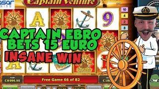 BIG WIN!!!!! Captain Venture 15 euro spin bonus round Huge win from LIVE STREAM (Casino Games)