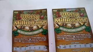 Scratching TWO $20 Merry Millionaire Lottery Tickets
