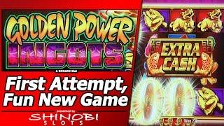 Golden Power Ingots Slot - Live Play, Nice Line Hits, and Free Spins Bonuses in Fun Konami game