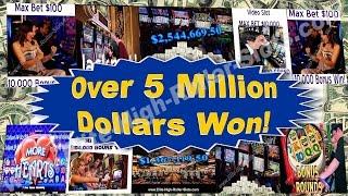 •PL1 - Over 5 Million Dollars Won! Jackpot Handpay, Aristocrat, IGT - Vegas High Stakes Video Slots 