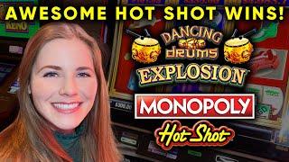 Great Hotshot Progressive Wins! Monopoly Hotshot Slot Machine! Bonus!