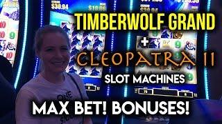 Cleopatra 2 Slot Machine! Max Bet Timberwolf Grand BONUSES!