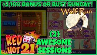 ★ Slots ★️DOUBLE DIAMOND RED HOT 21 & WOLF RUN Slot Machine ★ Slots ★️HIGH LIMIT $40 Bonus Rounds Ca