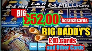 •Wow!•BIG GAME•£52,00•.BIG DADDY•£4 MILLON Pound Scratchcards•JEWEL SMASH •