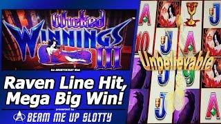 Wicked Winnings III Slot - Raven Line Hit, Mega Big Win!