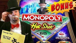 Monopoly Hot Shot Bonus PROGRESSIVE WIN MAX BET Slot Machine Live Play