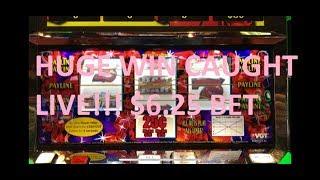 HUGE WIN CAUGHT LIVE!!! VGT RUBY RED SLOT $6.25 MAX BET!!!!! RED SPINS GALORE!!!