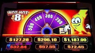Hot Hot 8 Slot Machine-Part 1 of 2 (4 BONUSES AT MAX BET)