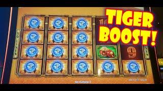 NOW WE TRY THE TIGER BOOST NEXT TO THE PEACOCK! -- New Las Vegas Casino Slot Machine Bonus