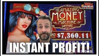 It took 1 second for INSTANT PROFIT! BIG WINS on the Amazing Money Machine slot!