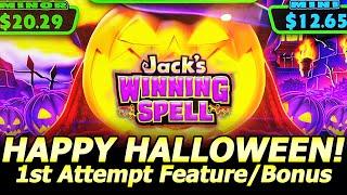 Jack's Winning Spell Slot Machine - 1st Attempt, Live Play/Feature/Bonus.  Happy Halloween!