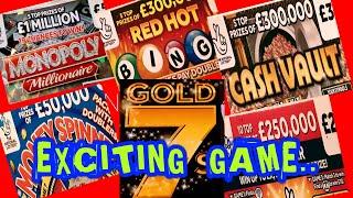 AMAZING ENTERTAINING  GAME"CASHWORD"BINGO"MONOPOLY"CASH VAULT"GOLD 7s"£250,000 MULTIPLIER"CASH GRID"