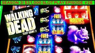 The Walking Dead Slot Machine Max Bet Bonus - Live Play | Season 3 | EPISODE #28
