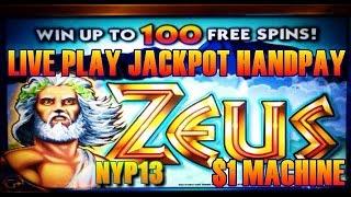 WMS - $1 Zeus Slot Bonus LIVE PLAY JACKPOT HANDPAY