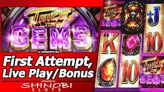 Twice The Gems Slot - First Attempt, Live Play and Free Spins Bonus