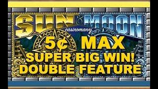 5¢ - *SUPER BIG WIN* - SUN AND MOON SLOT - DOUBLE FEATURE! - Slot Machine Bonus