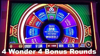 (4) Wonder 4 Bonuses at $4.00 and $10.00 bets Live Play Slot Machine