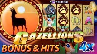 !!!!BIG WINS!!!! Gazellions 4x Bonuses&Hits - 1c Aristocrat Video Slots