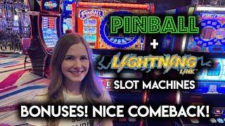 Lightning Link Sahara Gold + Pinball Slot Machine BONUSES! Nice Comeback!!