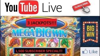 1,500 SUBSCRIBER SPECIAL! 3 JACKPOT HAND PAYS Dragon's Realm Slot Machine HIGH LIMIT $25 BET!