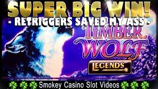 TIMBERWOLF Deluxe Slot Bonus SUPER BIG WIN (Retriggers)