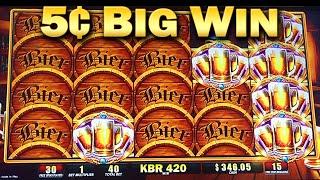 Bier Haus 200 5¢ Slot Machine Bonus 45 Free Games Big WIn Nickels Slots