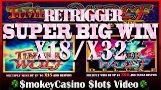 TIMBERWOLF Legends Slot Retrigger Super Big Win Bonus ~ x18 & x32  Pick