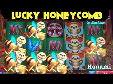 LUCKY HONEYCOMB slot machine *BIG WIN* Bonus with Retriggers -Konami