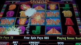 Mayan Riches Slot Machine Bonus - 5 Free Games Win with Stacked Wilds