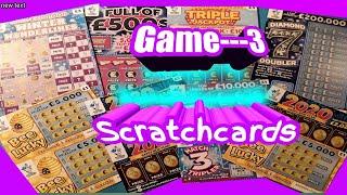 Big Game..Scratchcards..game-3..Triple Jackpot..2020..Full £500..B-Lucky..Diamond 7s.W/Won