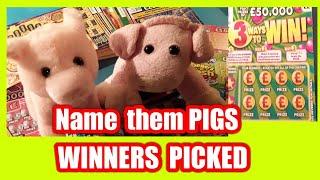 Name that Pig...The WINNERS are Picked...New Scratchcard arrived..3 Ways to Win..cards..doing later.
