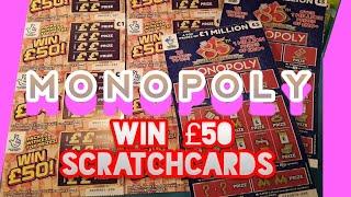 SCRABBLE CASHWORD. Monopoly..£500,000 Red..Dough Money..WIN £50..CASH MATCH