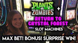 MAX BET BONUS! Plants VS Zombies! SURPRISE WIN on Return to Crystal Forest Slot Machine!