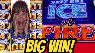 I DID IT! BIG WIN ON JACKPOT RESPIN ICE ON FIRE!