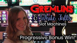 Gremlins Slot Machine Progressive WIN! White Falls Slot Machine Free Spins Bonus!!!