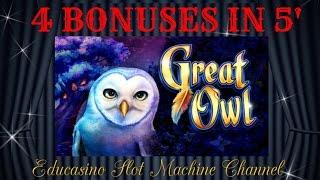 •GREAT OWL•4 BONUS IN 5 MINUTES•BY WMS SLOTS