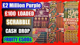 What a CRACKING half hour Scratchcard Game..£2 Million Purple..Fruity £500..£100 Loaded..SCRABBLE