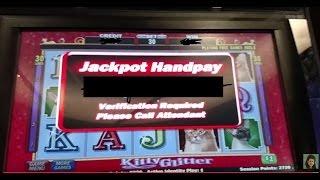 * GIANT HANDPAY JACKPOT * Kitty Glitter $30 Bet Free Spin bonus IGT  Slot machine