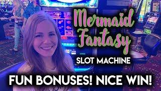 BONUSES! Mermaid Fantasy Slot Machine! Nice Win! Very entertaining game!